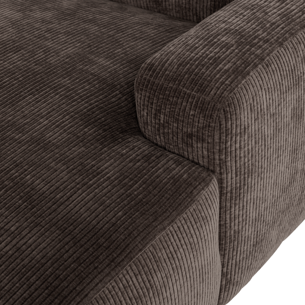Mojo base chaise longue element rechts ribstof bruin