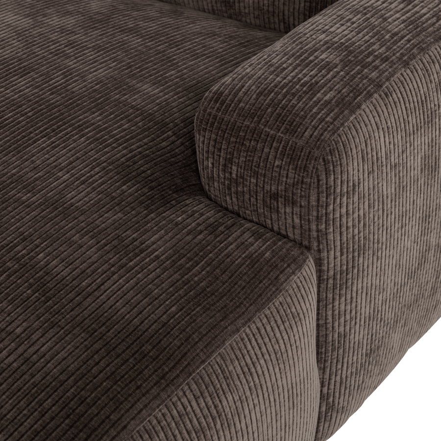 Mojo base chaise longue element rechts ribstof bruin