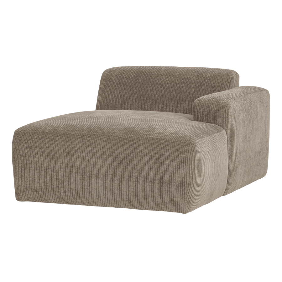 Mojo base chaise longue element rechts ribstof donkerzand