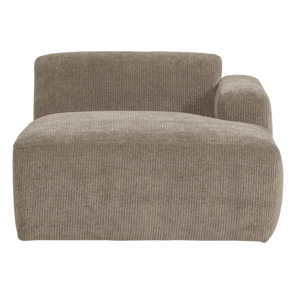Mojo base chaise longue element rechts ribstof donkerzand