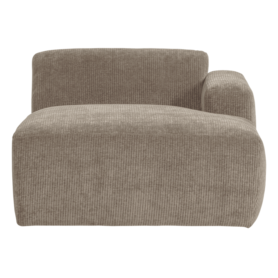 Mojo base chaise longue element rechts ribstof donkerzand