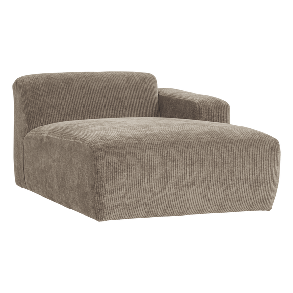 Mojo base chaise longue element rechts ribstof donkerzand