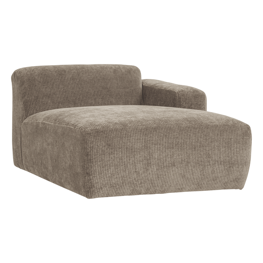 Mojo base chaise longue element rechts ribstof donkerzand