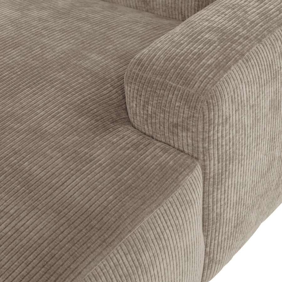 Mojo base chaise longue element rechts ribstof donkerzand