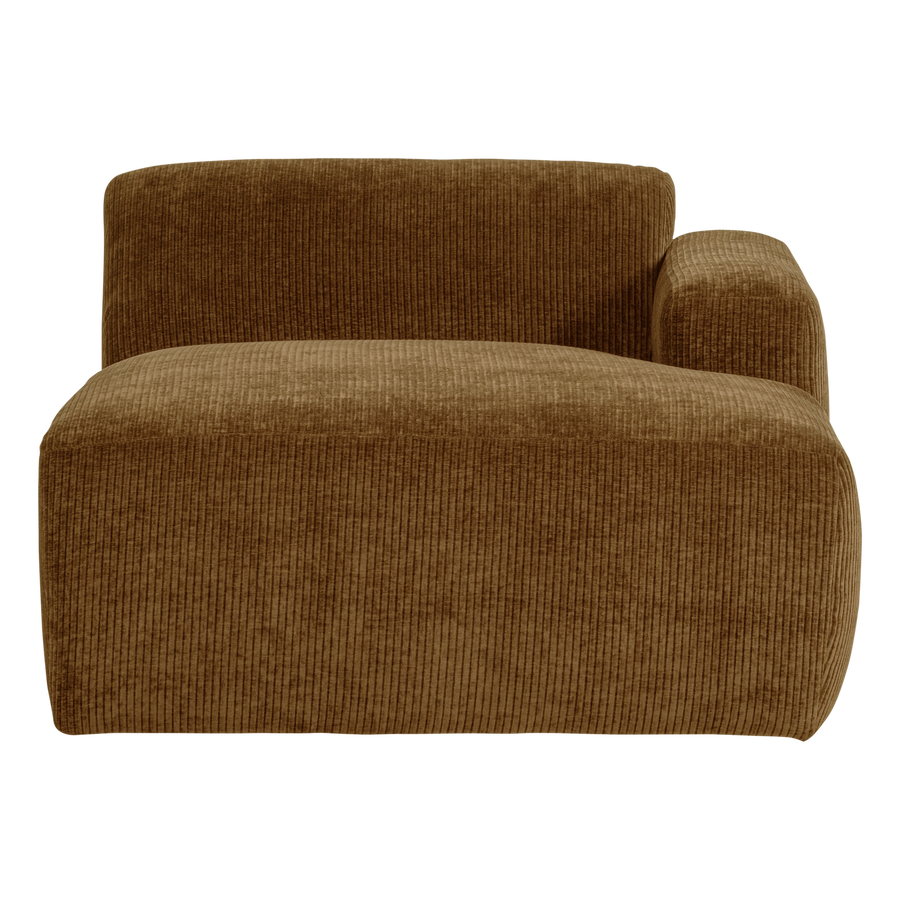 Mojo base chaise longue element rechts ribstof honinggeel