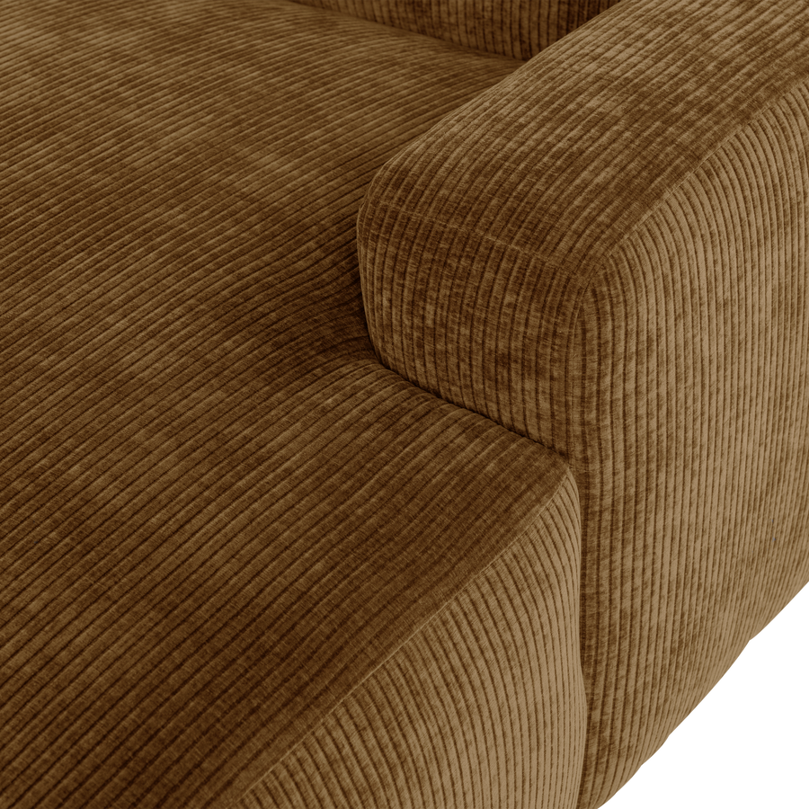 Mojo base chaise longue element rechts ribstof honinggeel