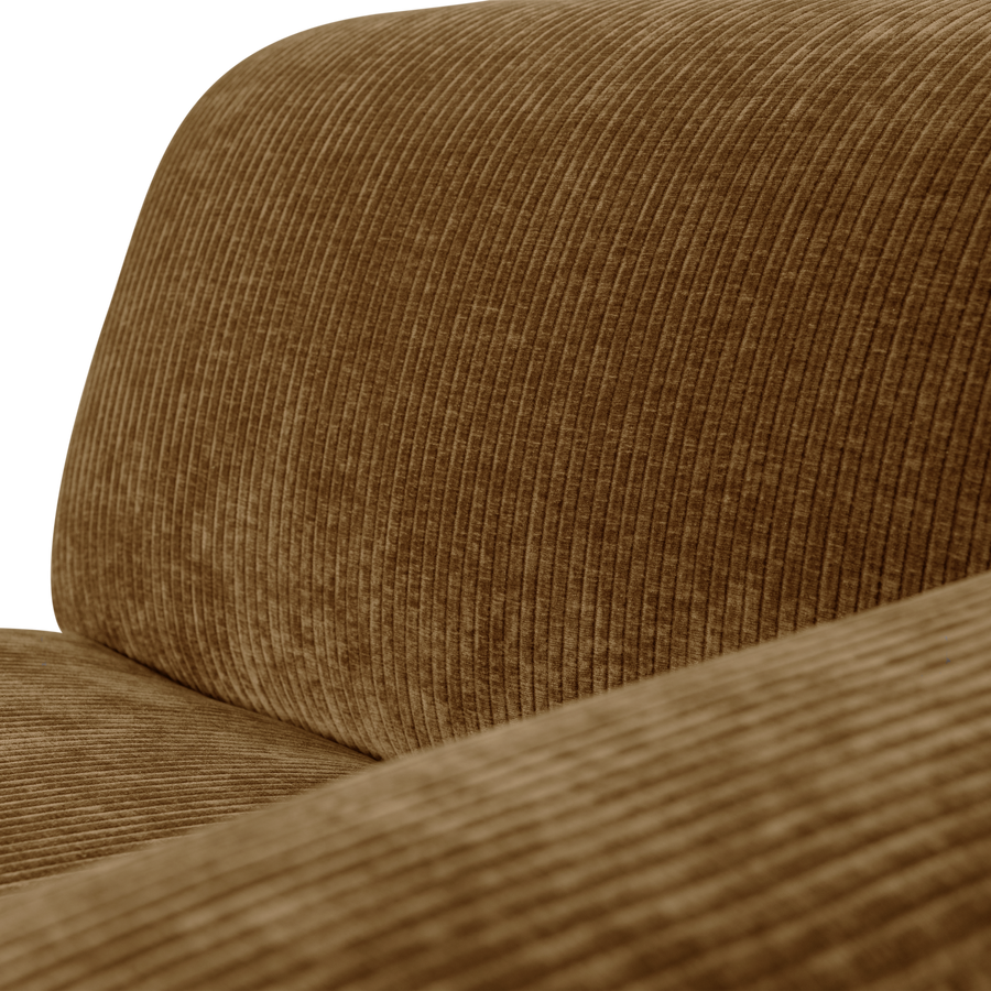 Mojo base chaise longue element rechts ribstof honinggeel