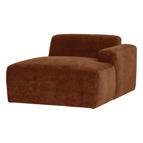 Mojo base chaise longue element rechts ribstof roestbruin