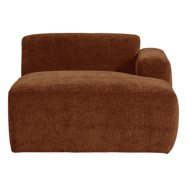 Mojo base chaise longue element rechts ribstof roestbruin