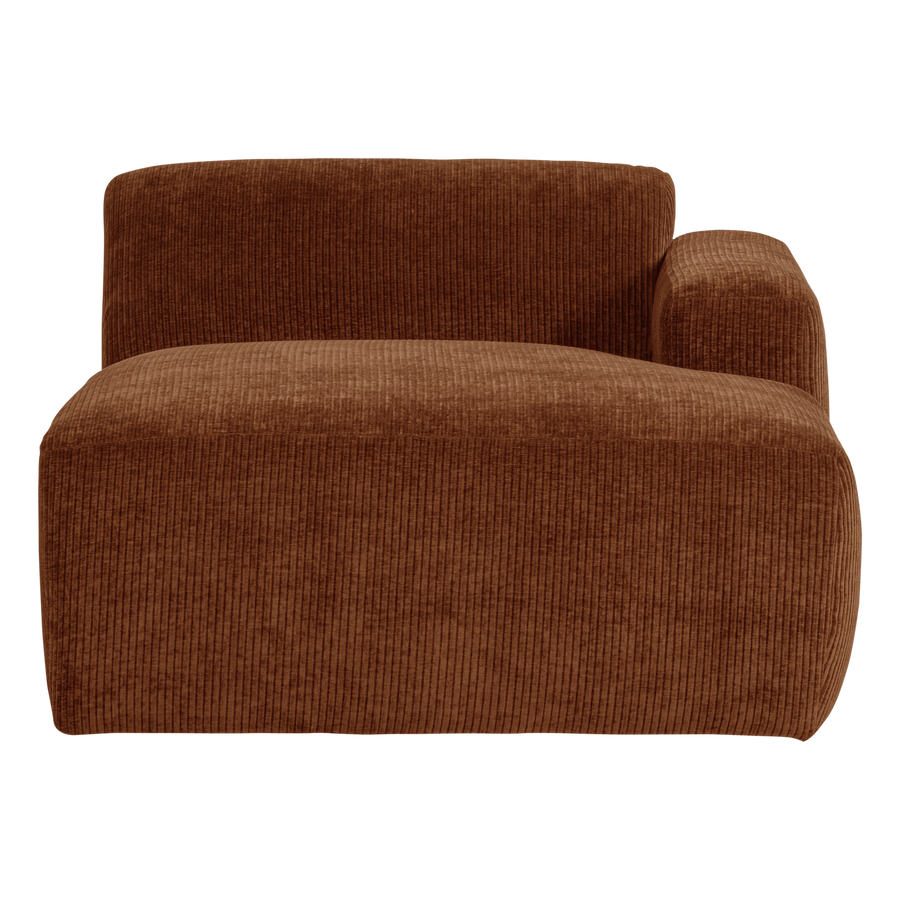 Mojo base chaise longue element rechts ribstof roestbruin