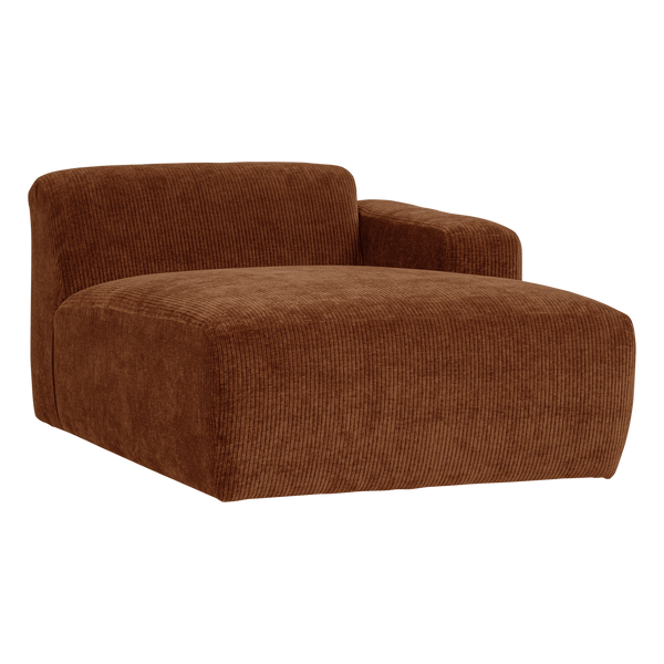 Mojo base chaise longue element rechts ribstof roestbruin