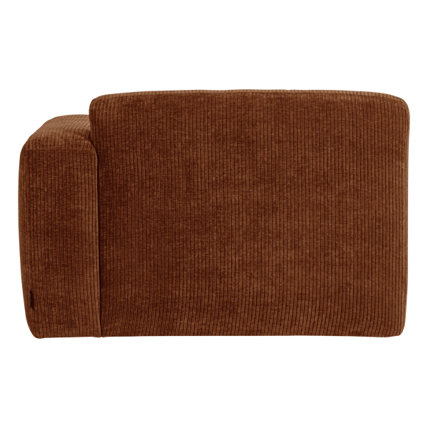 Mojo base chaise longue element rechts ribstof roestbruin