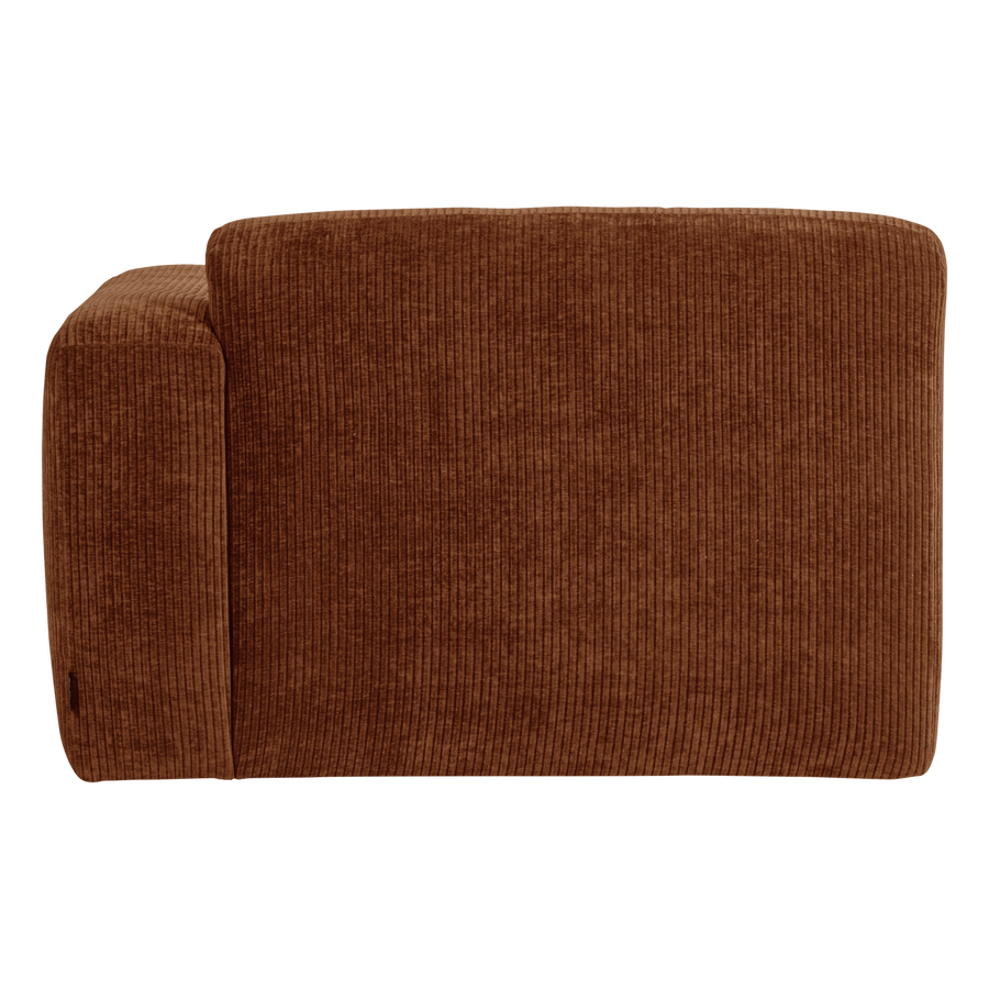 Mojo base chaise longue element rechts ribstof roestbruin
