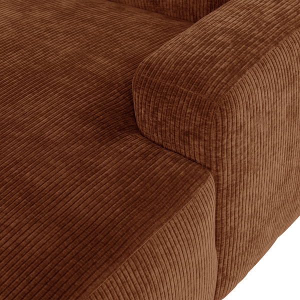 Mojo base chaise longue element rechts ribstof roestbruin