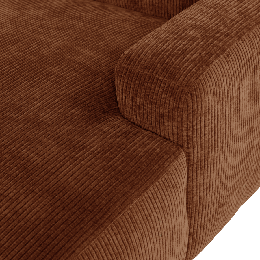 Mojo base chaise longue element rechts ribstof roestbruin