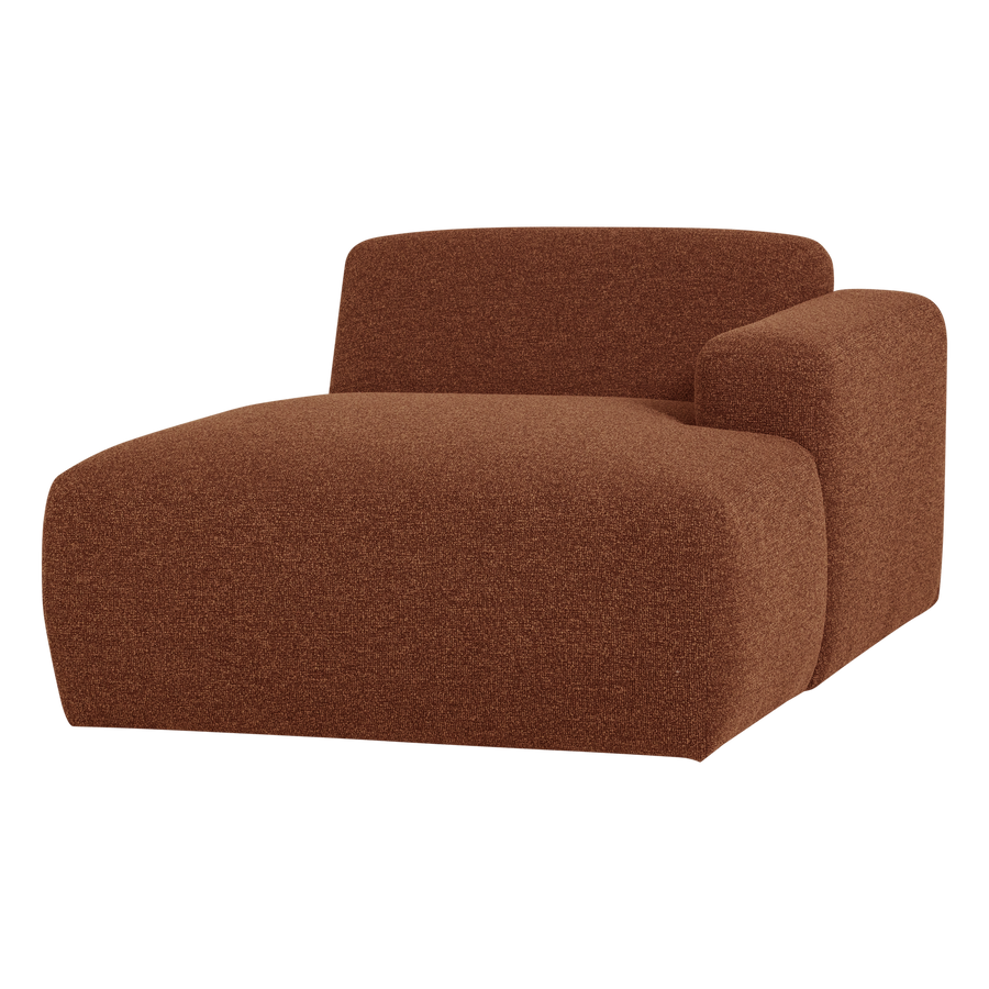 Mojo base chaise longue element rechts boucle roestbruin