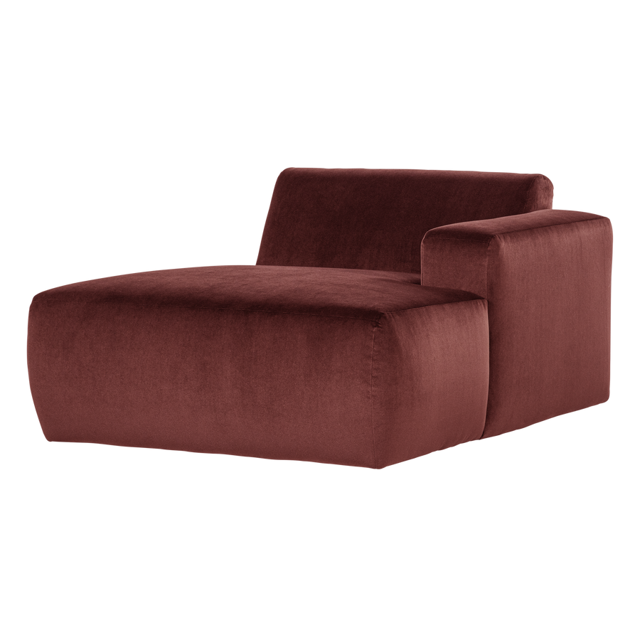 Mojo base chaise longue element rechts velvet kastanjebruin