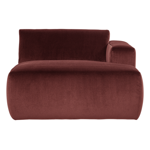 Mojo base chaise longue element rechts velvet kastanjebruin