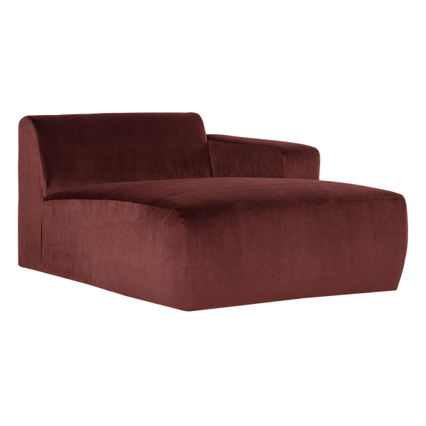 Mojo base chaise longue element rechts velvet kastanjebruin