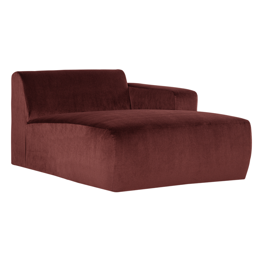 Mojo base chaise longue element rechts velvet kastanjebruin