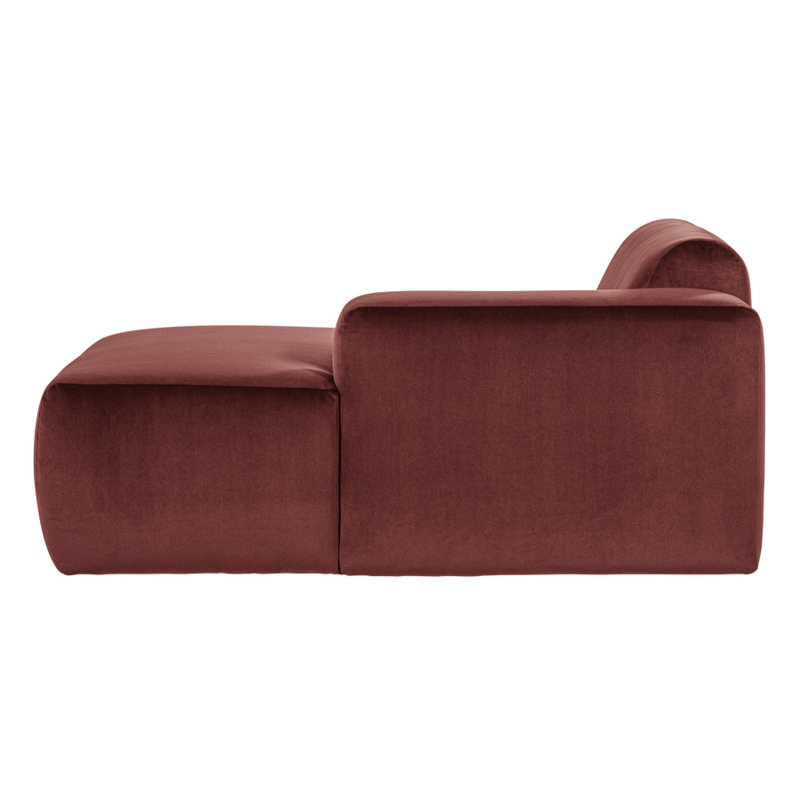 Mojo base chaise longue element rechts velvet kastanjebruin
