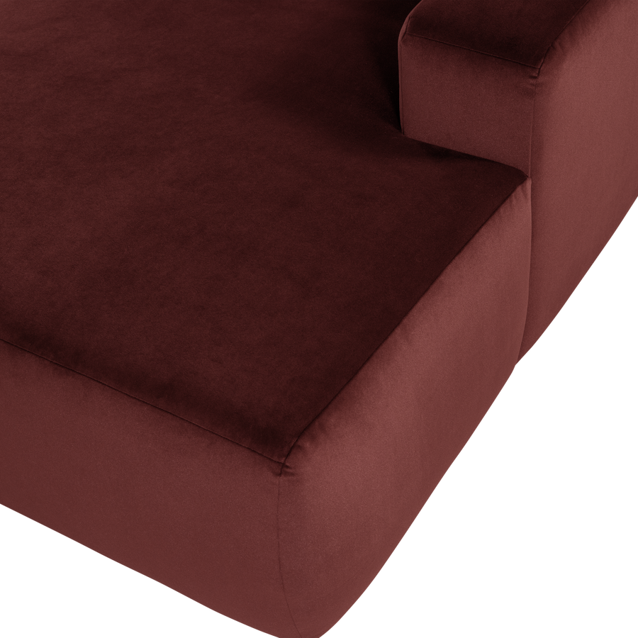 Mojo base chaise longue element rechts velvet kastanjebruin