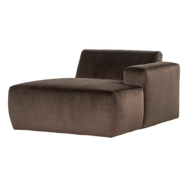 Mojo base chaise longue element rechts velvet bruin