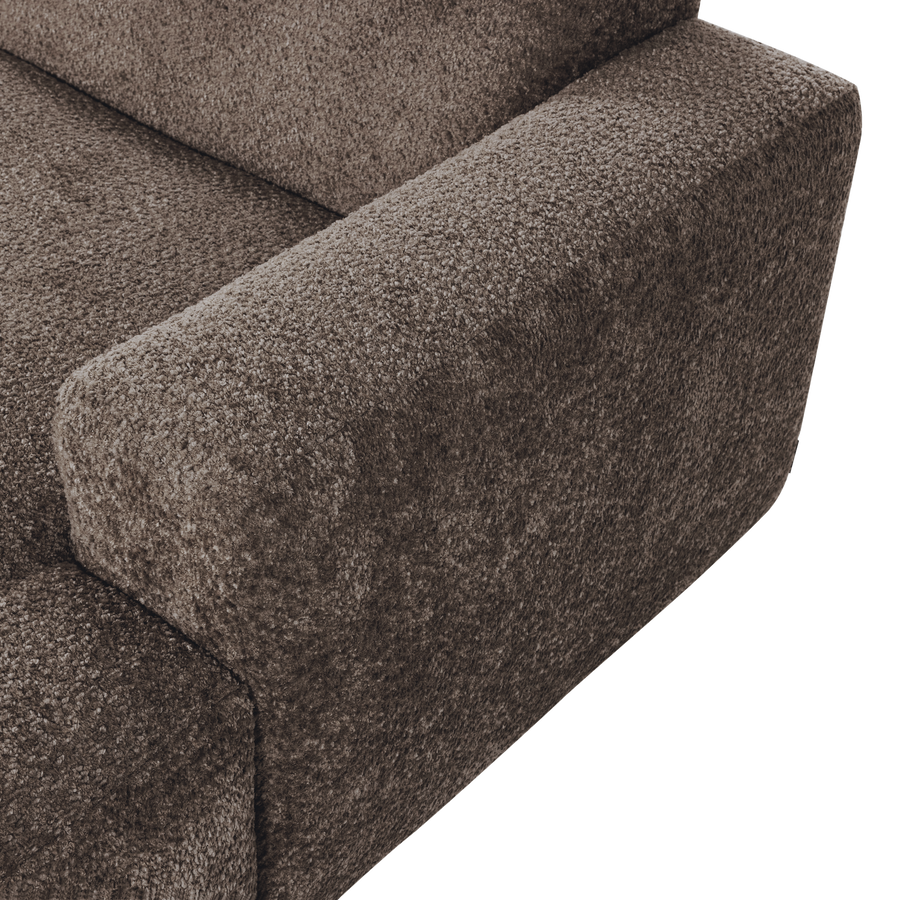 Mojo base chaise longue element rechts wollig bruin