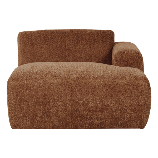 Mojo base chaise longue element rechts wollig roestbruin