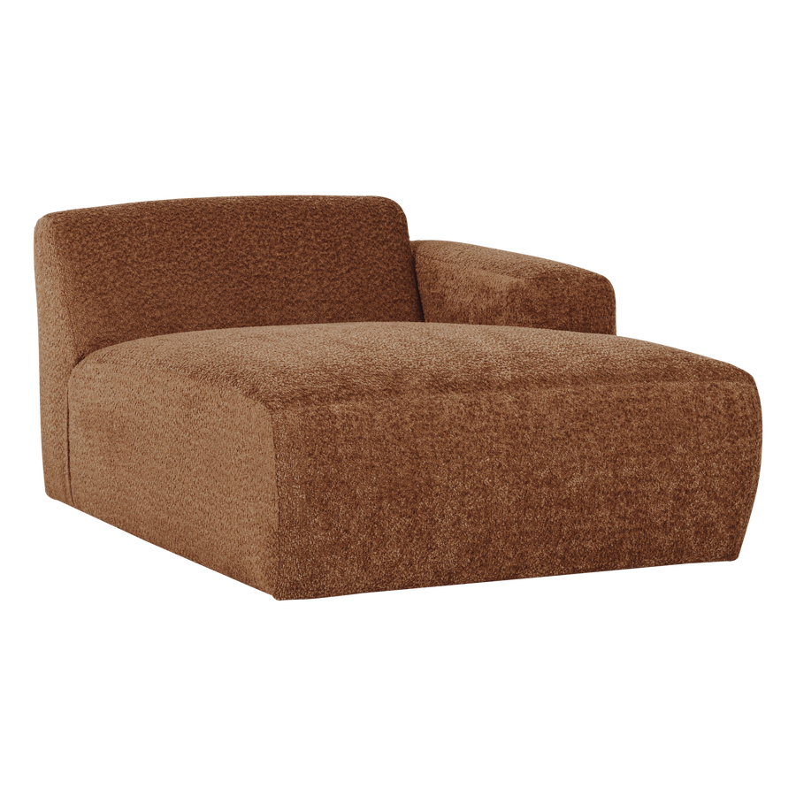 Mojo base chaise longue element rechts wollig roestbruin