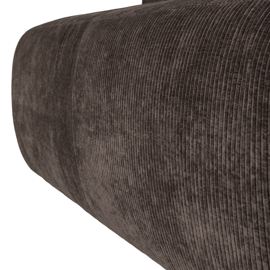 Mojo base eetbank 164 cm rugleuning ribstof bruin