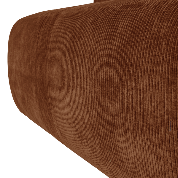 Mojo base eetbank 164 cm rugleuning ribstof roestbruin