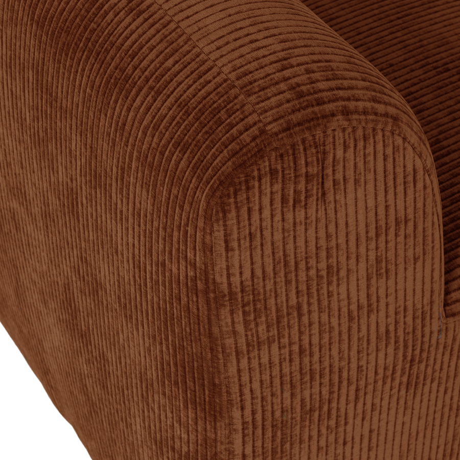 Mojo base eetbank 164 cm rugleuning ribstof roestbruin