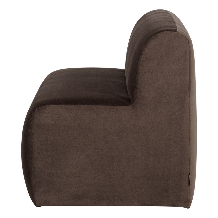 Mojo base eetbank 164 cm rugleuning velvet bruin