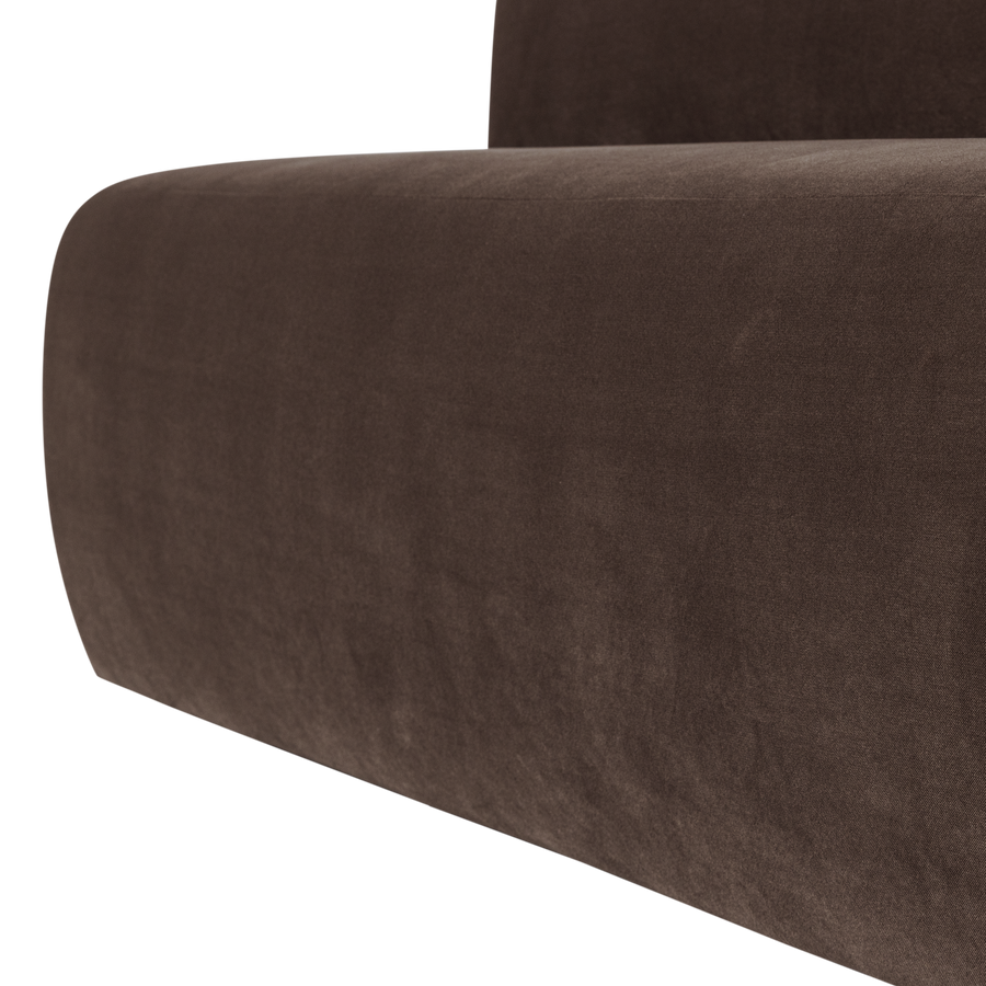 Mojo base eetbank 164 cm rugleuning velvet bruin