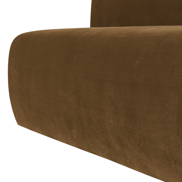 Mojo base eetbank 164 cm rugleuning velvet honinggeel