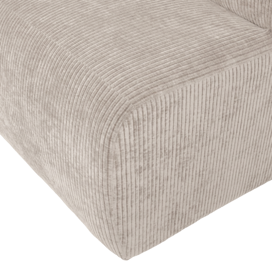 Mojo base eetbank 84 cm rugleuning ribstof ecru