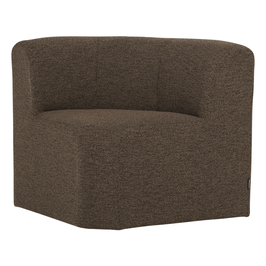 Mojo base eetbank hoek met rugleuning boucle bruin