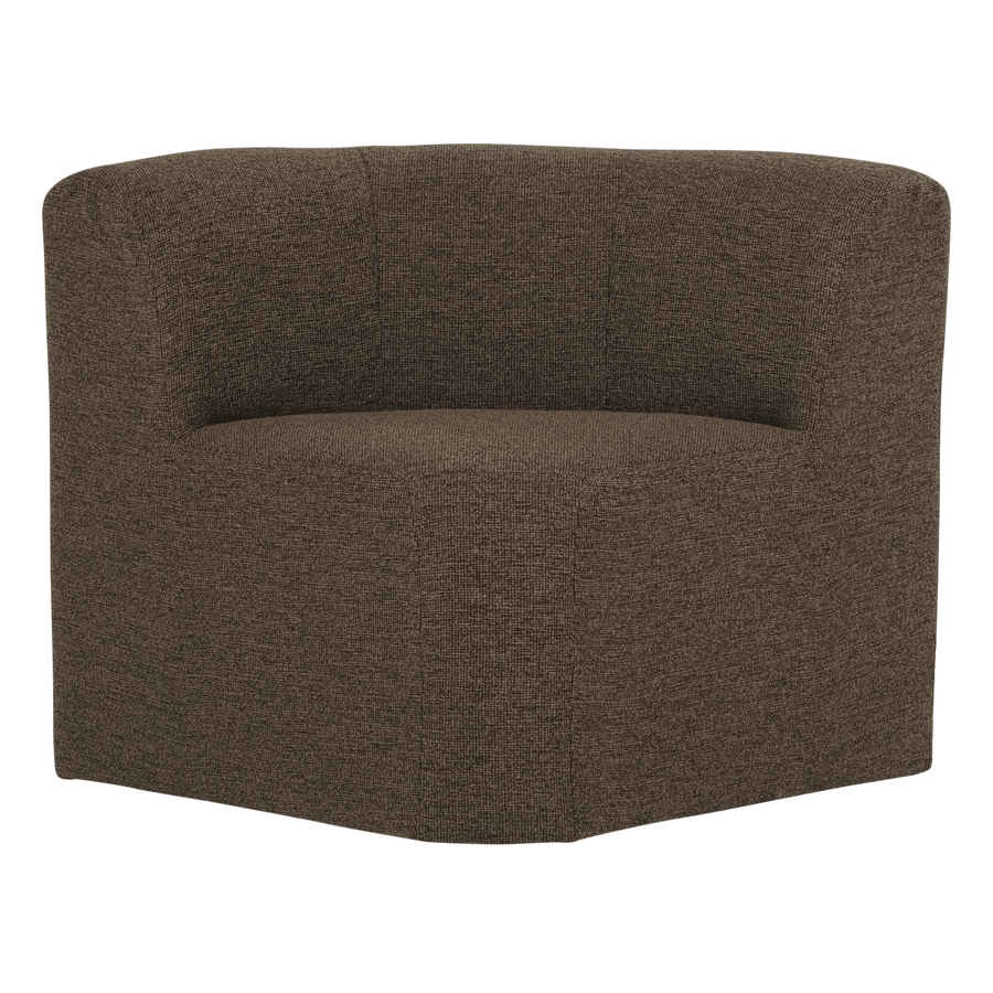 Mojo base eetbank hoek met rugleuning boucle bruin