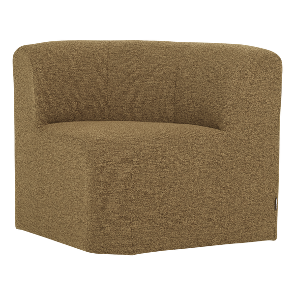Mojo base eetbank hoek met rugleuning boucle geel/bruin