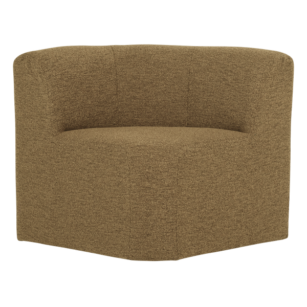 Mojo base eetbank hoek met rugleuning boucle geel/bruin