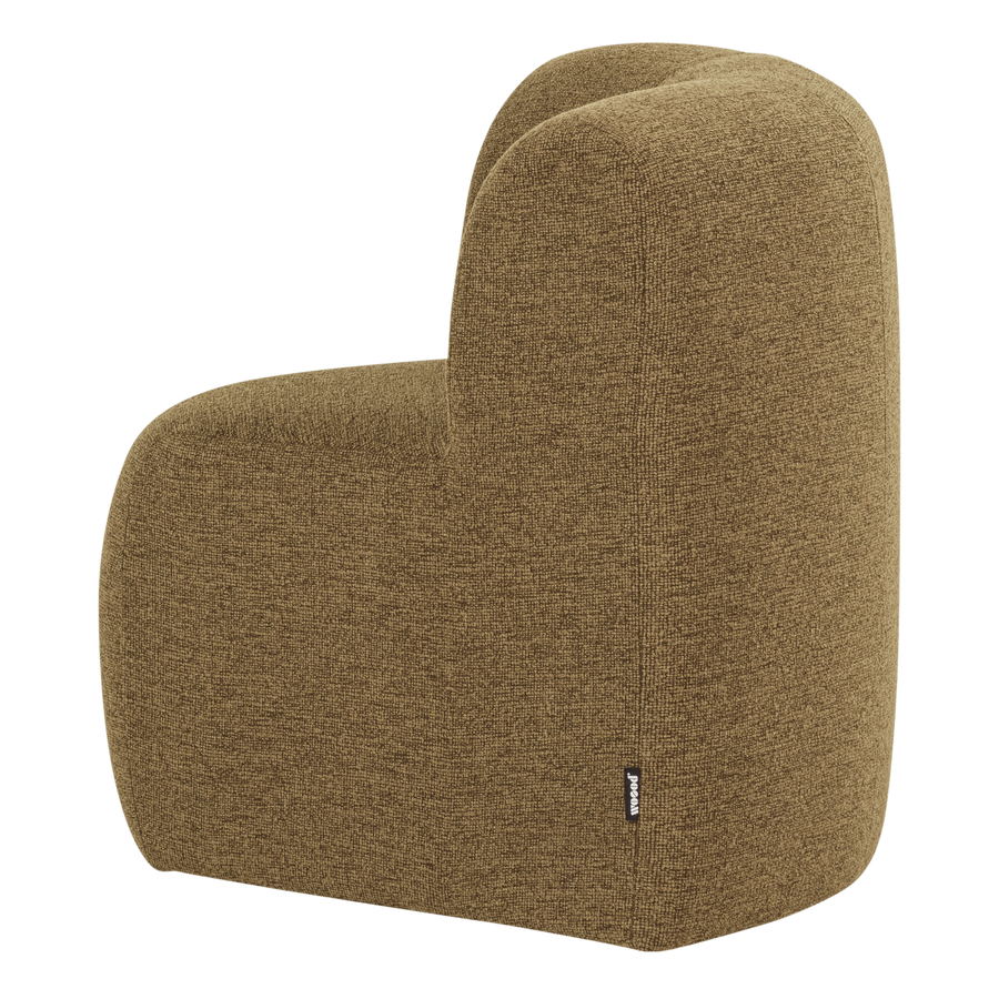 Mojo base eetbank hoek met rugleuning boucle geel/bruin