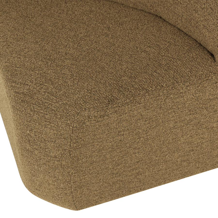 Mojo base eetbank hoek met rugleuning boucle geel/bruin