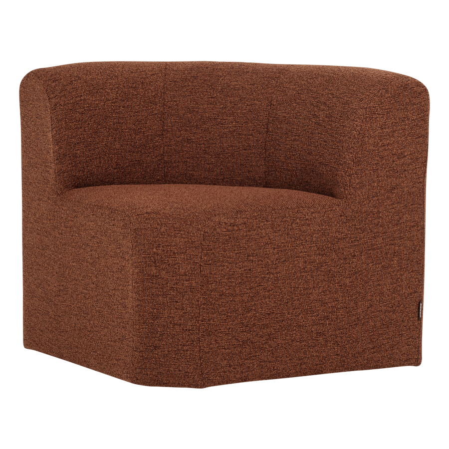 Mojo base eetbank hoek met rugleuning boucle roestbruin