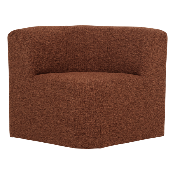 Mojo base eetbank hoek met rugleuning boucle roestbruin