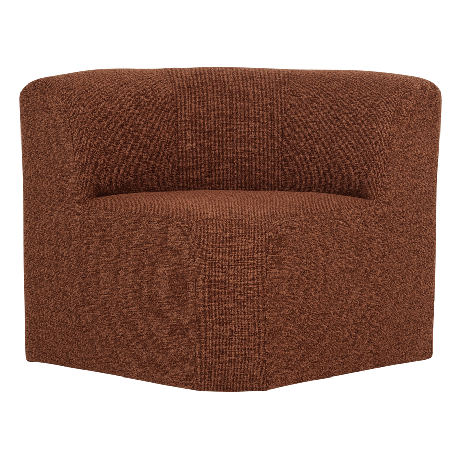 Mojo base eetbank hoek met rugleuning boucle roestbruin