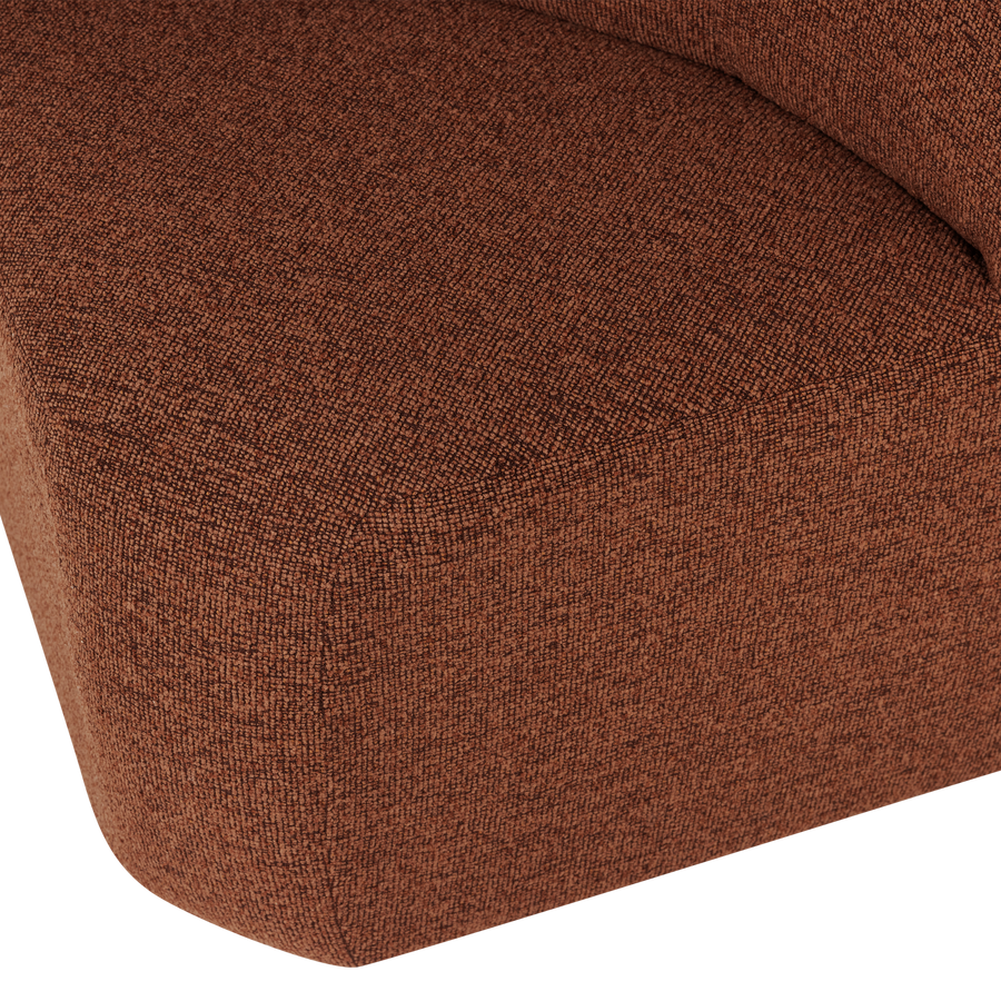 Mojo base eetbank hoek met rugleuning boucle roestbruin