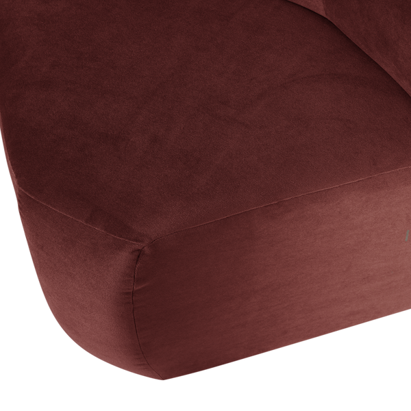Mojo base eetbank hoek rugleuning velvet kastanjebruin