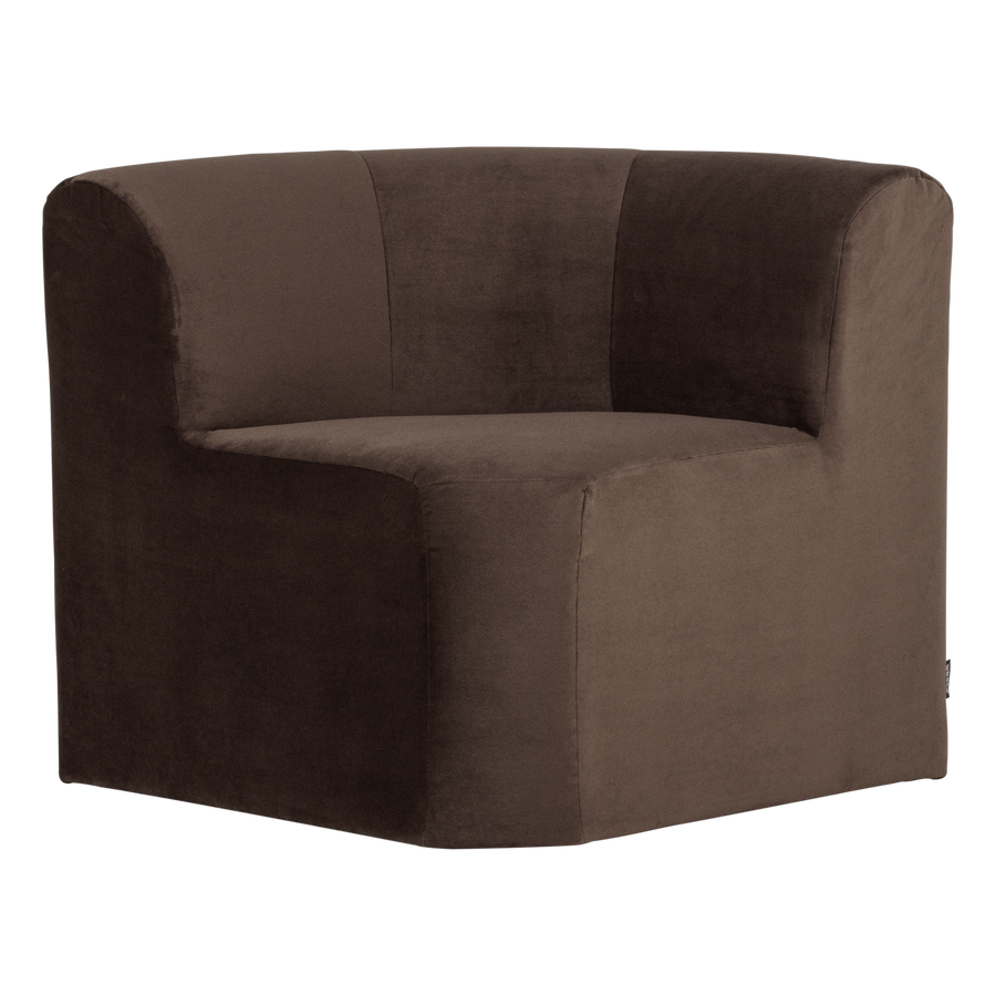 Mojo base eetbank hoek rugleuning velvet bruin