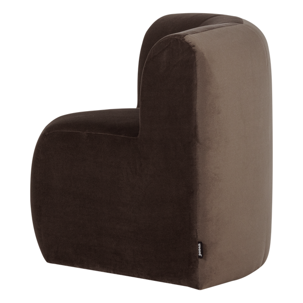 Mojo base eetbank hoek rugleuning velvet bruin